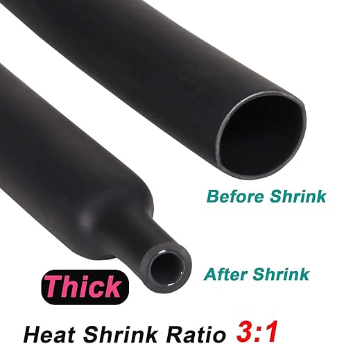1.5 inch (Diameter) 3:1 Waterproof Heat Shrink Tubing Kit, Large Marine Dual Wall Adhesive Shrinkable Wire Wrap Tube, Insulation Sealing Wear-Resistant Cable Protector by YUKSY (4ft, Black)