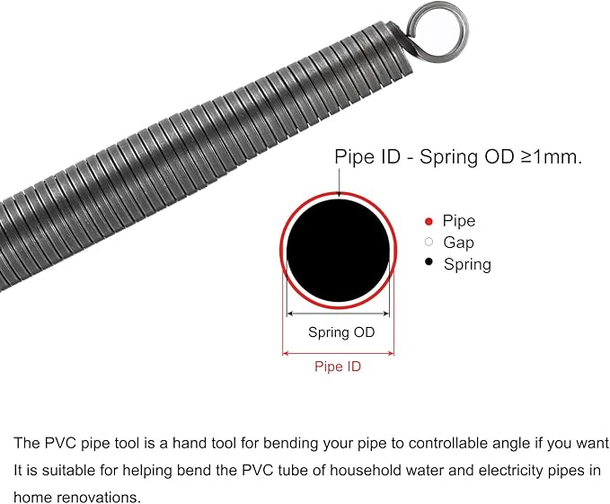 MECCANIXITY Spring Tube Bender OD 22.5 mm/0.9" Steel Spring Pipe Bending Tubes 520 mm/20.5" Long for 1" PVC Pipe(ID 23.5 mm) Home Renovations, Electrician Wiring Bending Pipe