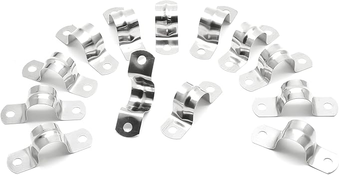 20Pcs 3/4 Inch Stainless Steel Conduit Clamps, Two Hole Strap U Bracket Rigid Pipe Strap Metal U Clamp Conduit Strap Tension Clips U-tube Clamp Heavy Duty