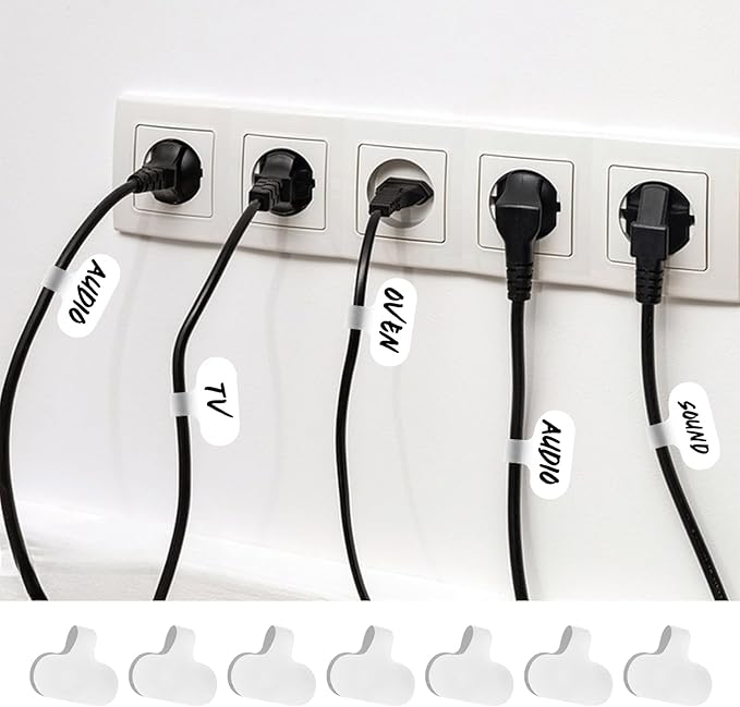 40 Pcs Cable Labels Hook and Loop Cable Labels Self Adhesive Writable Cable Wraps Paste Wire Tags Mini Waterproof Cable Tags for Electronics Computers Management Organizer Identification