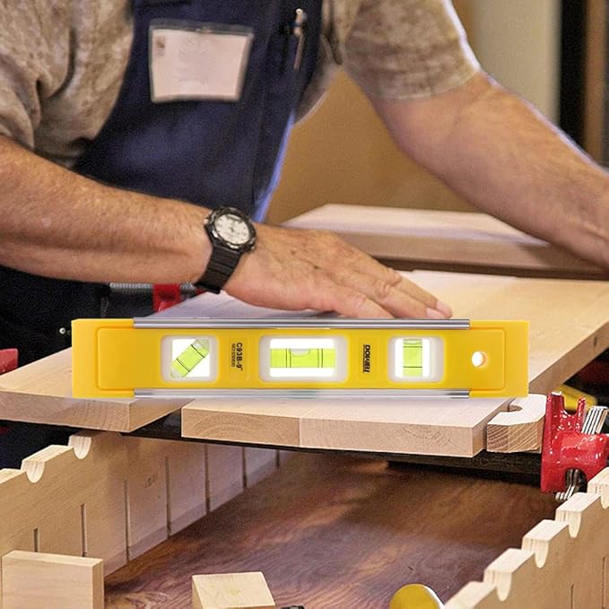 DOWELL 9 Inch Magnetic Box Level Torpedo Level,3 Different Bubbles/45°/90°/180°Measuring Shock Resistant Torpedo Level
