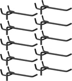HARFINGTON 10pcs Pegboard Shelving Hooks 4" Stainless Steel Peg Board Display Hook Hanging Holders Wall Mount Organize Tools for Workbench Garage Kitchen Store, Black