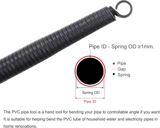 MECCANIXITY Spring Tube Bender OD 14.5mm/0.57" Steel Spring Pipe Bending Tubes 500mm/19.69" Long for 1/2" PVC Pipe(ID 16mm) in Home Renovations, Electrician Wiring Bending(insert-pipe use)