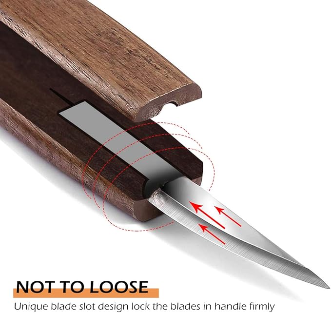 Wood Carving Tools Set,Detail Wood Knife,Hook Carving Knife Kit for Beginners,Trimming Knife for Spoon Bowl Cup Pumpkin Woodwork, Chip Carving Knife Kit,Square Handle Design（6pcs）