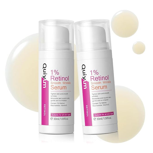 1% Retinol Serum for Face, Facial Serums for Anti Aging with Retinol, Niacinamide & Vitamin E for Fine Lines, Wrinkles & Dark Spots, Daily Skincare to Smooth & Firm Skin, 1.06 fl. oz, Pack of 2-VeraVaultWomen