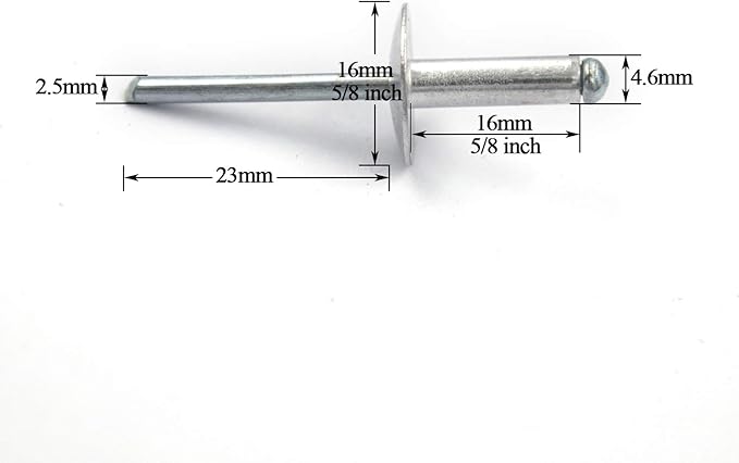 60pcs Large Flange Blind Rivets, Aluminum,Flange Diameter 5/8" (16 mm),Pop Rivets Assortment Kit Blind Rivet,3/16" x 5/8" Inch,Grip Range(8-12mm)
