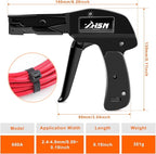 Zhushan Fastening Tie Wrap Gun with Adjustable Tension and Built-In Flush Cutter for 0.09-0.19 inch Nylon Cable Tie Tightening - Professional Grade Cable Zip Tie Tool