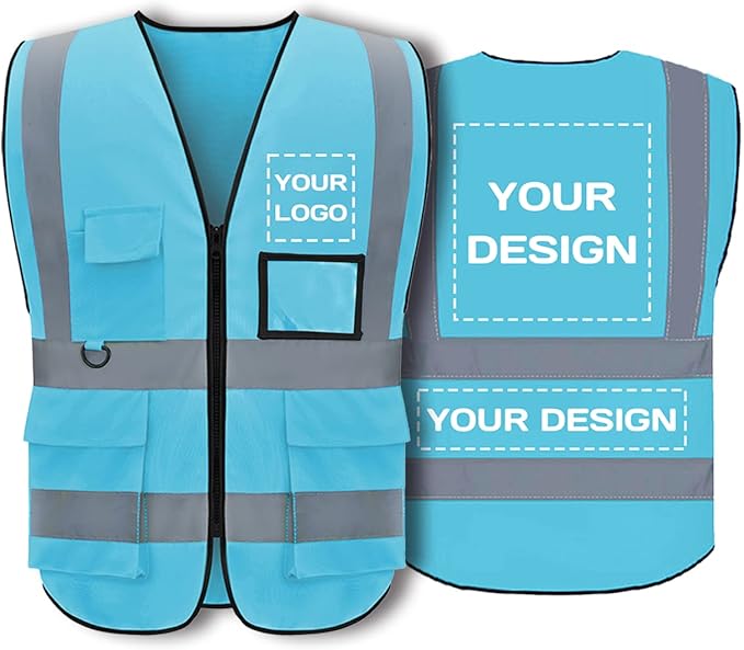 BeautyWill Custom Safety Vest Customized Logo Class 2 High Visibility Reflective Vest with Pockets Construction workwear