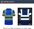 High Visibility Shirts Quick Dry Safety T Shirts with Reflective Strips and Pocket Short Sleeve Mesh Hi Vis Construction Work Class 2 Shirt for Men/Women Blue,Small