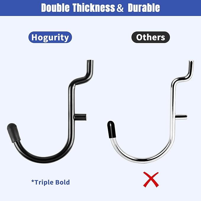 196 PCS Extra Thick Pegboard Hooks Set, Fit 1/4" Peg Board for Hanging Storage, Black Heavy Duty Metal Pegboard Accessories with Pegboard Bins for Garage Wall Organizer