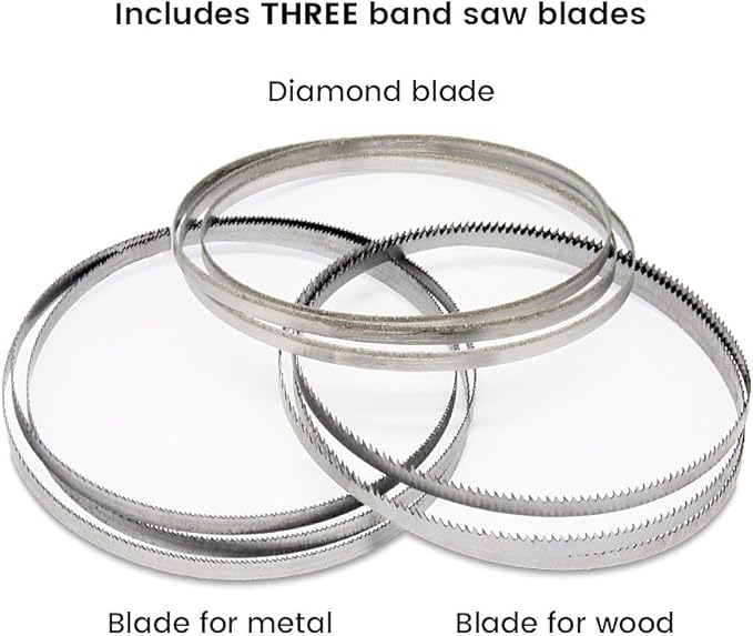 Inland Craft DB-100 Band Saw Machine, Tabletop Wet Tile Saw for Cutting Stained Glass, Stone, Plastic, Coral, Metals, Wood, Cut Free-Form Cabochons, Shapes & Curves - Includes THREE Blades