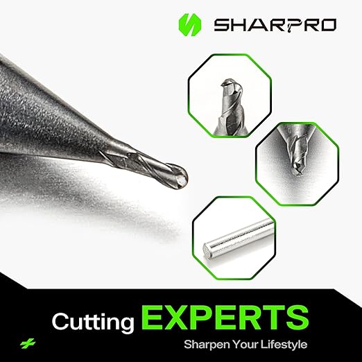 Carbide Ball Nose End Mill 2 Flute 4mm SHK. 1mm Cutting Dia. 3D Carving, High-Speed and Deep Cutting, AlCrN Coated, Apply for Alloy Steel, Stainless Steel and Various Cast Iron.