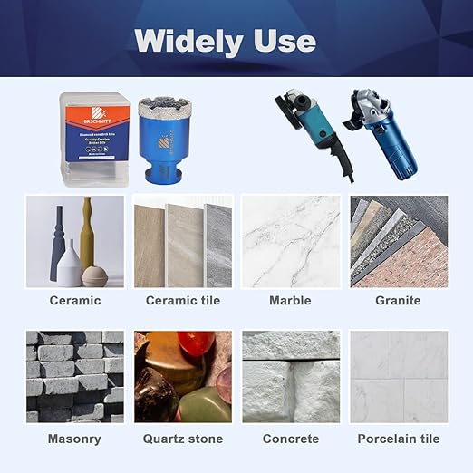 1-3/5 Inch Diamond Core Drill Bit for Porcelain Tile Ceramic Marble Granite Drilling,BRSCHNITT 1pc Vacuum Brazed Diamond Hole Saw with 5/8-11 Thread (40mm)