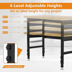 48" Work Bench, Adjustable Height Workbench, Heavy-Duty Thicker Work Table, 2000 LBS Load Capacity Workstation for Garage, Workshop, Office, Home