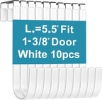 Over The Door Metal Hooks with Plastic Coating 5.5" Fit 0.5" to 1 3/8" Door 10 Pcs Heavy Duty Single Towel Robe Rack Wreath Bathroom Shower Hanger Shoe Organizer Ironing Board Short White