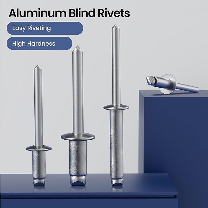 70pcs 1/4" x5/8" Aluminum Blind Rivets, 6.3 x 16mm Pop Rivets,Rivets for Metal,Silver