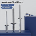 170pcs 3/16" x3/8" Aluminum Blind Rivets, 4.8 x 10mm Pop Rivets,Rivets for Metal,Silver
