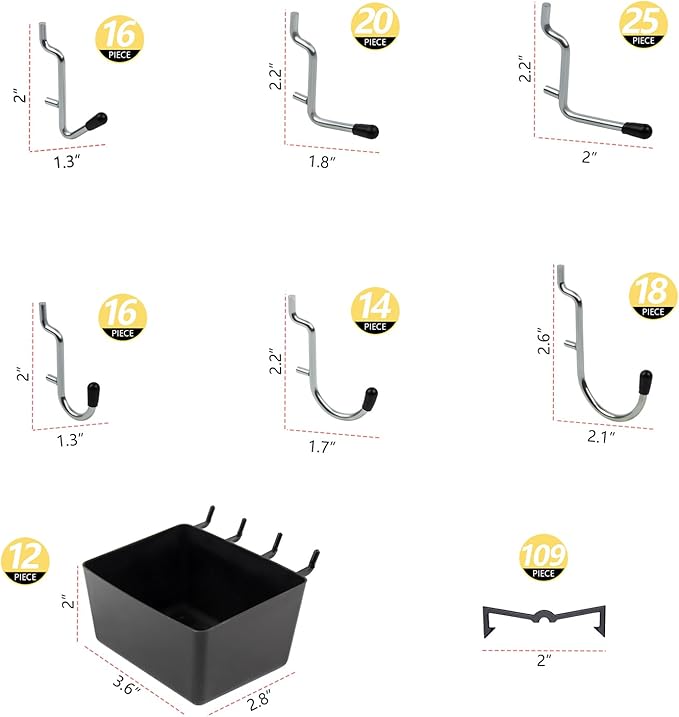 279PCS Metal Pegboard Hooks Organizer Kit for Organizing Various Tools - Heavy Duty 1/4" & 1/8" Pegboard Accessories with Pegboard Bins, Wall Mount Tool Storage for Garage, Workshop & Kitchen