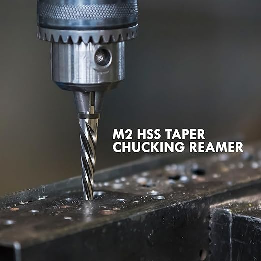 1" Bridge Construction Reamer, M2 HSS Taper Chucking Reamer Drill Bit with 5-Spiral Flutes Design for Steel, Alloy, Aluminum, Wood and Plastic