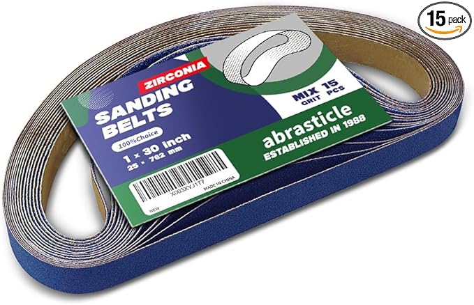 1" x 30" Zirconia Knife Sharpening Sanding Belts for Metal, 1 x 30 Inch Zirconia Metal Grinding Sand Paper, 15 PCS 3 Each of 40/60/80/120/150 Assorted Grits