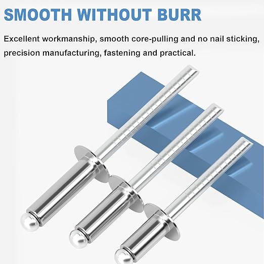 smseace 300Pcs Stainless Steel Pop Rivets Assortment Kit 8-Sizes Stainless Rivets(1/8" 5/32" 3/16") for Metal/Furniture/Automotive/Instruments Stainless Steel Rivets Set