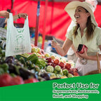 (Large) OrangeBio Certified Home Compostable Shopping Bags, 200ct, 12"x 6" x 20" (Extra Thick), Hold 20 lbs, Thank You/Grocery/Take Out/T Shirt/To-Go Bags for Retail, Grocery Store