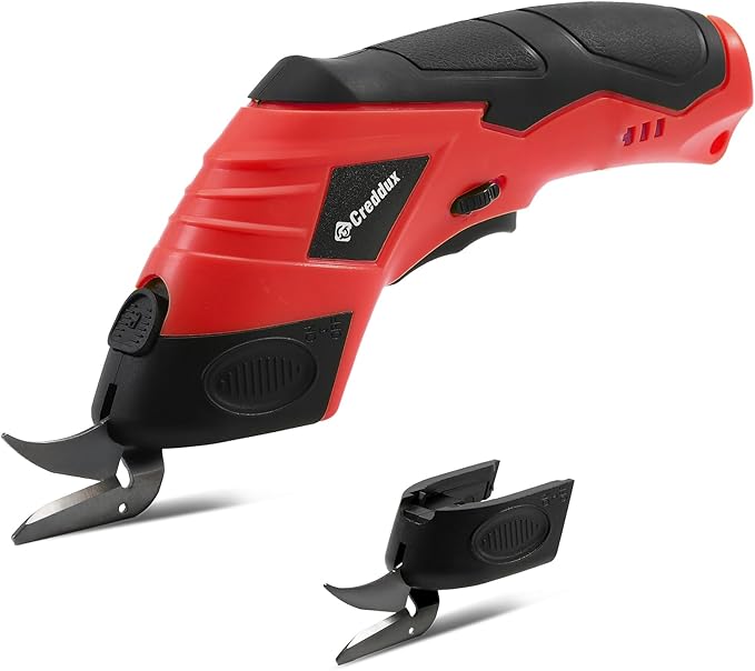 2 Blade Cordless electric scissors for cardboard Fabric Cutter Cardboard Cutter Tool for Crafting,and Sewing with Usb Cable Red-2blades