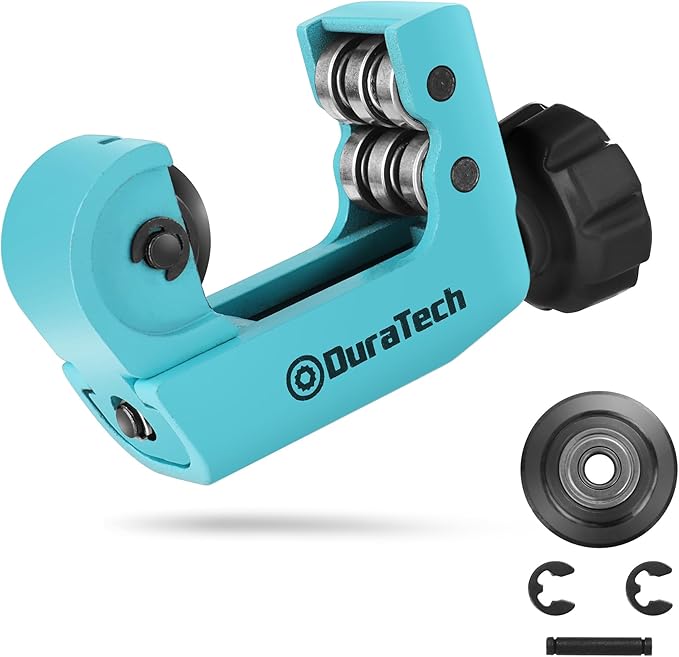 DURATECH Tubing Cutter, for Outer Diameter: 3/16" to 1-1/8"(4-28MM), Copper, Aluminum, Brass and Plastic Tubing Compact Cutter, With Replacement Wheel