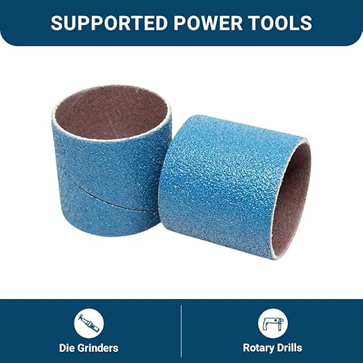 Benchmark Abrasives 1.5" X 1.5" Zirconia Sanding Bands, Spiral Bands Rotary Sander Attachment for Drill & Die Grinder, Metal Polishing Sanders for Woodworking - Sander Tool (10 Pack), 36 Grit