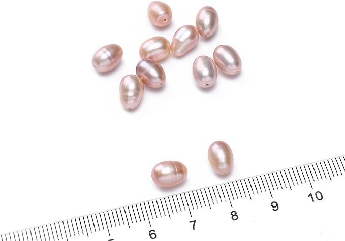 Natural Pearl Beads Rice 6-7mm Purple Freshwater Cultured Loose Gemstone Beads for DIY Jewelry Making 13.8''/Strand HQ