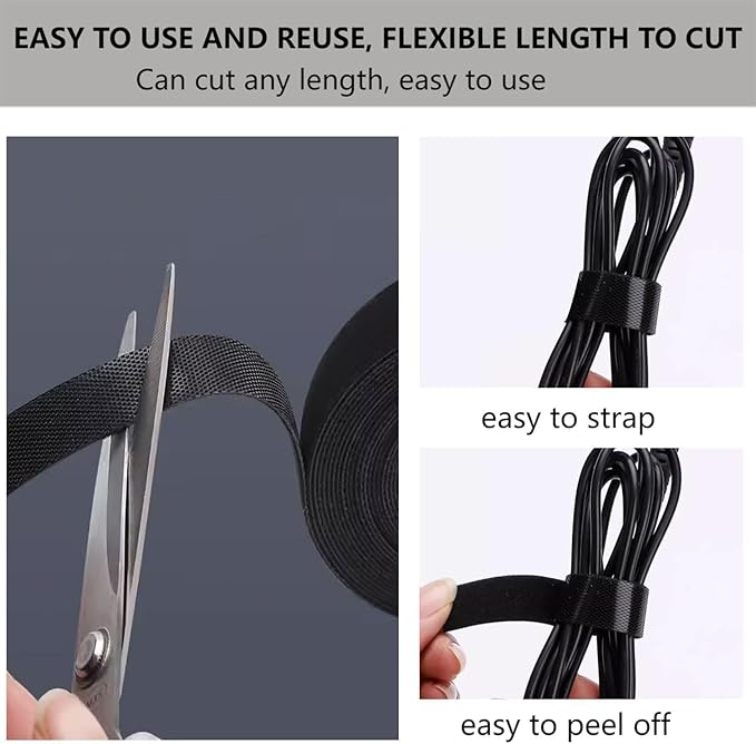54 Yards x 1/2 Inch Reusable Cable Ties - BSELEYY Adjustable Cord Straps Cable Management Tape Cord Organization Straps Hook Loop Tape Cord Wrap for Home,Office, Wire Bundling (27Yd x 2 Rolls)