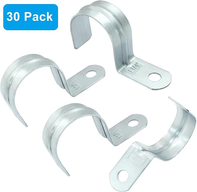 Biaungdo 30 Pcs M40 Rigid Pipe Strap - 1-1/2 Inch Zinc Plated Steel One Hole Strap Bracket Heavy Duty Conduit Clamps Tension Tube Clip Cable Clamp Hanger for Conduit, Pipe Fixing