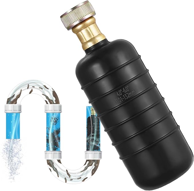 Drain Cleaning Bladder for 4-6 Inch Pipes Powerful Blockage Removal in Kitchen Bathroom Bathtub Swimming Pool and Sewer Lines Using Water Pressure