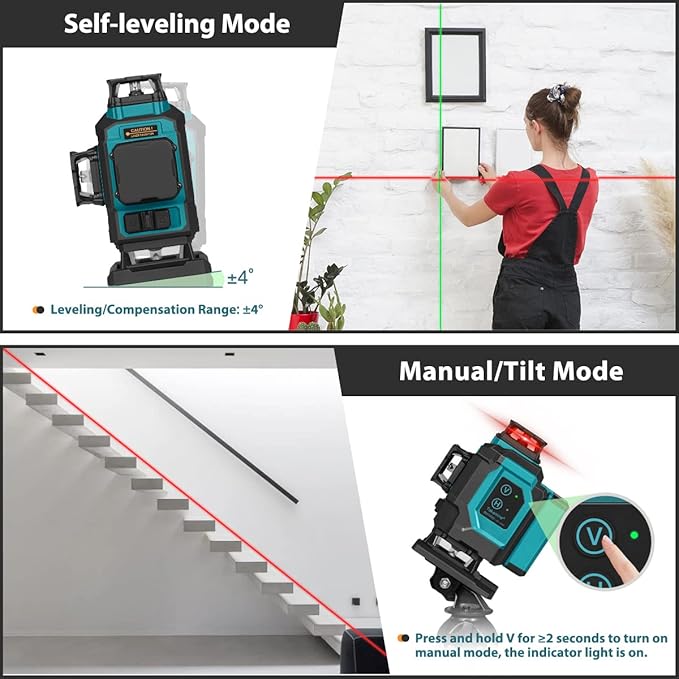 Takamine 16 Lines Laser Level, Red and Green 4x360 4D Cross Line Professional Laser with Two 360°Vertical and Two 360°Horizontal for Construction,Home Renovation,Rechargeable Battery
