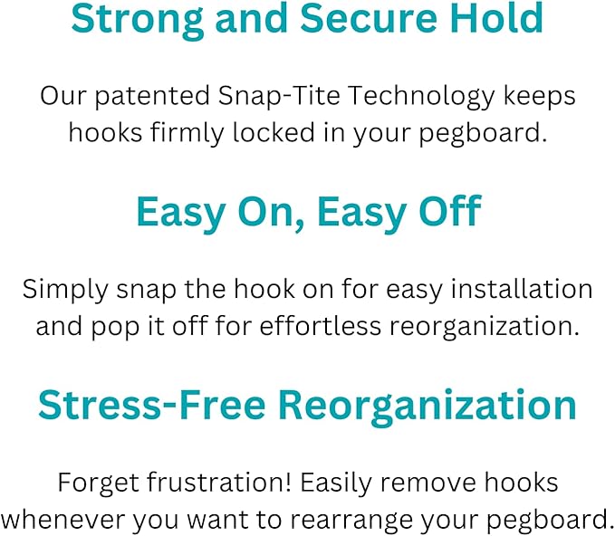 PegPro® J & 2" Hooks Kit for Modern Plastic or Metal Pegboard – Durable Plastic Pegboard Hooks - for Garage, Kitchen, Craft Room, and More (J & 2" Hooks - 50 Pack, Black)