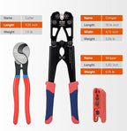 iCrimp Battery Cable Lug Crimping Tool for 8, 6, 4, 2, 1, 1/0 AWG Copper Cable Lugs, with Wire Cutter and Stripper, Battery Terminal Crimper