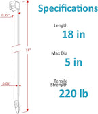 Large Zip Ties 18 Inch (120 Pack) - Heavy Duty, 220 lb Tensile Strength, Black Cable Ties, Extra Long Wire Ties, SKALON
