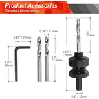 1-1/4 Inch Hole Saw with 1/2" Triangle Shank Quick Change Arbor, JTemgle Bi-Metal Hole Saw Heavy Duty Hole Cutting Tool for Cornhole Boards, Recessed Lights, Wood, Plastic, Drywall & Soft Metal