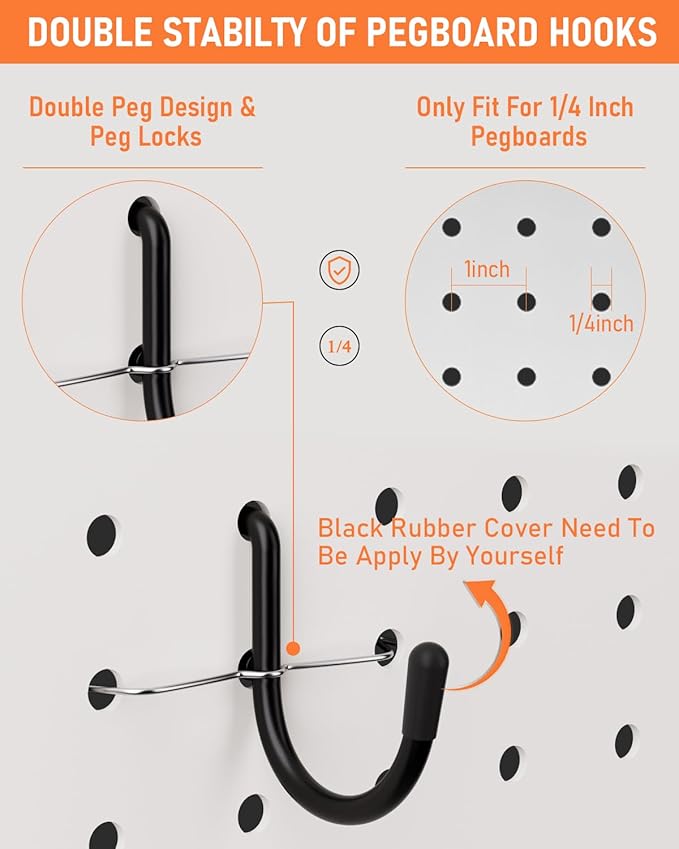INCLY 276PCS Extra Thick 1/4" Pegboard Accessories Organizer Kit, Heavy Duty Black Pegboard Hooks with Bins & Paper Towel Holder, Peg Board Hook Assortment for Garage Wall Attachments Hanging Tools