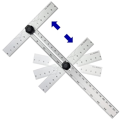 Triangle Ruler Square Carpentry Squares Folding Aluminium Frame Construction Tools Combination 24 Inches in Framing Roofing Stair Work Woodworking Movable Right Angle 90°45 Degree Angle Ruler