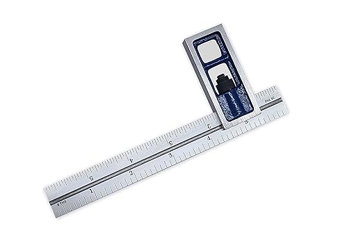 Benchmark Tools 388169 6 inch Precision Double Square 4R Graduations Accurate to +/- 0.002 inch Over Length of Blade Hardened Stainless Steel Blade (6" Double Square)