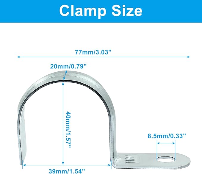 Biaungdo 30 Pcs M40 Rigid Pipe Strap - 1-1/2 Inch Zinc Plated Steel One Hole Strap Bracket Heavy Duty Conduit Clamps Tension Tube Clip Cable Clamp Hanger for Conduit, Pipe Fixing