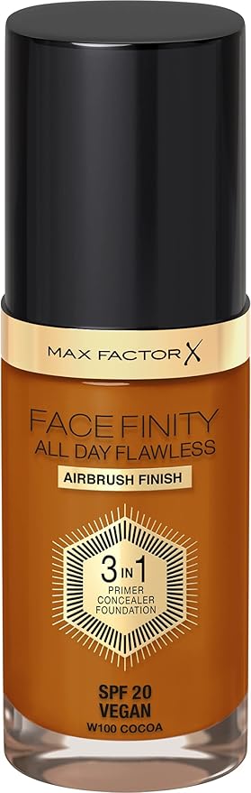 Max Factor Facefinity All Day Flawless 3 In 1 Foundation SPF 20, No. 100 Sun Tan-VeraVaultWomen