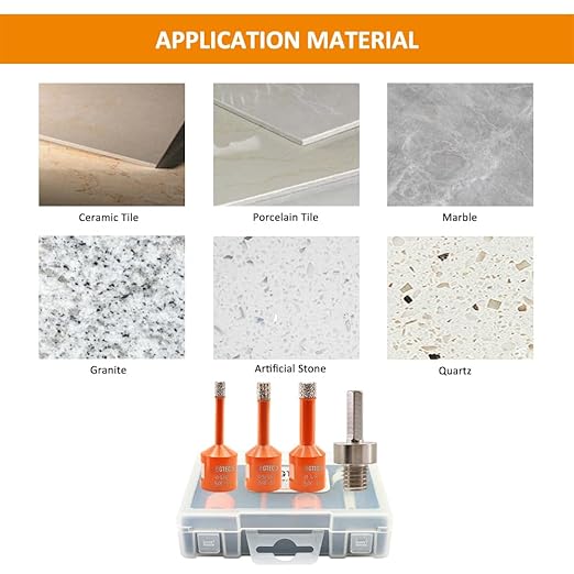 Diamond Core Drill Bit Kit BGTEC Diamond Hole Saw Tile Cutter for Porcelain Tile Ceramic Marble Brick Granite Stone, 5/8"-11 Thread Hole Saw 6/6/6mm+HEX Adapter