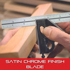 Starrett Steel Combination Squares with Square Head - 300mm Blade Length, Forged and Hardened Steel Heads, Reversible Lock Bolt, Scriber, Spirit Level, 35 Graduation Type - C33MH-300