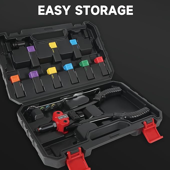 Eastvolt Rivet Nut Tool Kit, 3 in 1 Hand Rivet Gun, 14-Inch Rivnut Tool with 6 Metric Mandrels M3 M4 M5 M6 M8 M10, Rivet Bolt Tool with 3 Metric Bolt Mandrels and Rugged Carrying Case