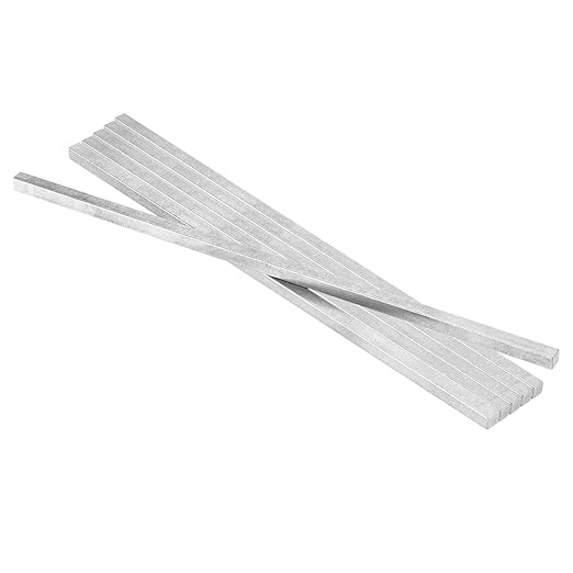uxcell 6 Pcs Square Steel Key Stock, 5/16" x 5/16" x 12" Cold-Drawn 45# Steel Bars Precision Key Stock for Gearbox Coupling, Silver Tone