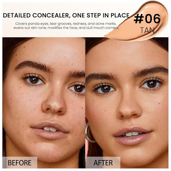 1 Pack Matte Oil Free Concealer Foundation Cream,Professional Make-up Base Facial Matte Full Coverage Liquid Tattoo Concealer Hide Foundation Primer Makeup.Long-Lasting-1 Fl.Oz (06 TAN)-VeraVaultWomen