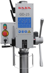 KAKA INDUSTRIAL Floor Drill Press, 0.9kW 220V 3-Phase Gear Head, 8-Speed (130-3200 RPM), Cast Iron Benchtop, 25mm GD-25 Steel Drilling and Milling, MT3 Taper, DRO Depth Control