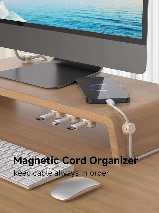 Magnetic Cable Clips, Adjustable Cord Holder Management, Adhesive Wire Keeper Organizer for Home Office Desk Phone PC Car Wall Desktop Nightstand Appliance (9-PCS Apricot)